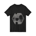 Hex Moon Graphic Tee Design Hex08— Distressed Space Cheese Vintage Astronomy V-Neck T-Shirt