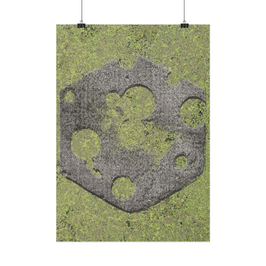 Mossy Stone Crest Poster — Vertical Wall Art