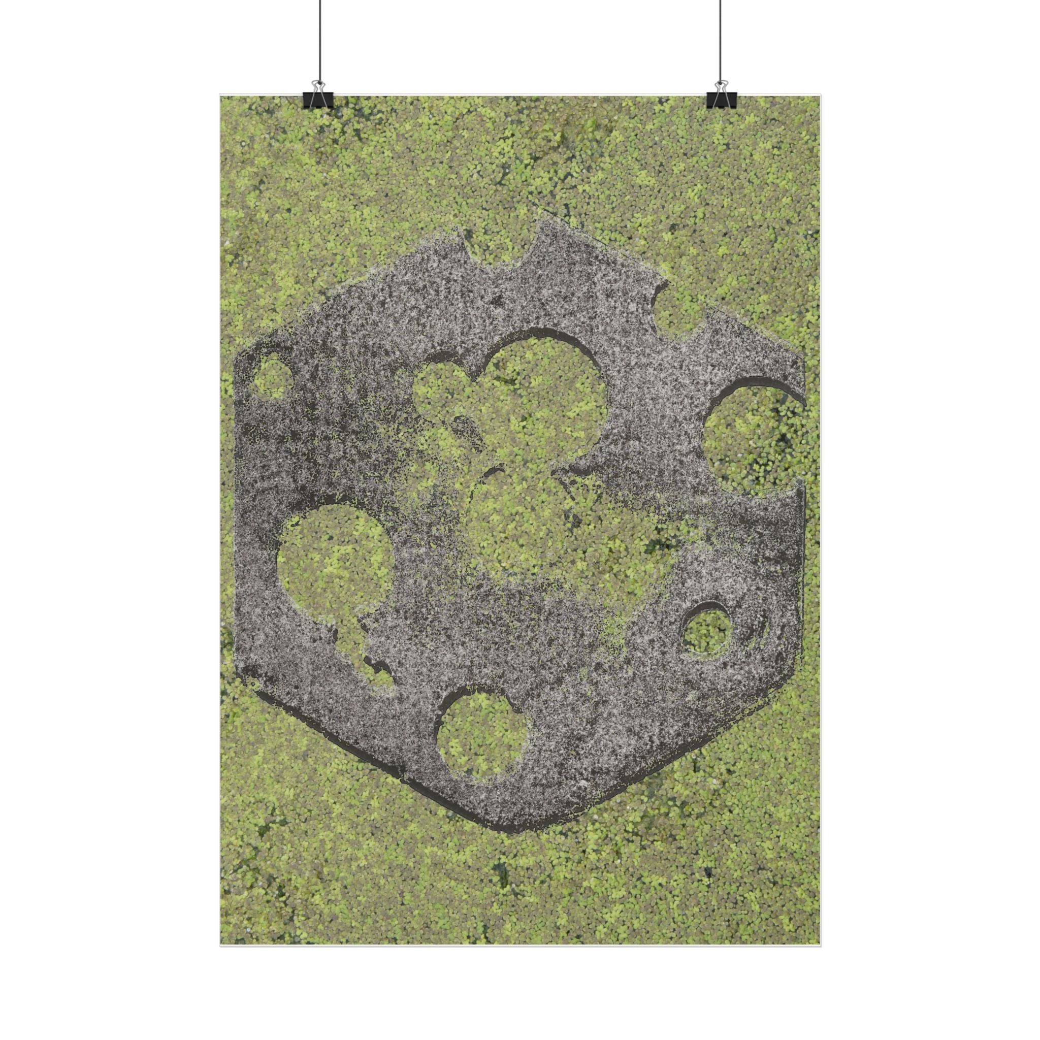 Mossy Stone Crest Poster — Vertical Wall Art