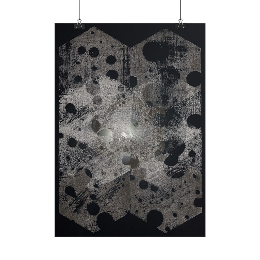 Abstracte geometrische stippenposter — Monochroom zeshoekig patroon als wanddecoratie 