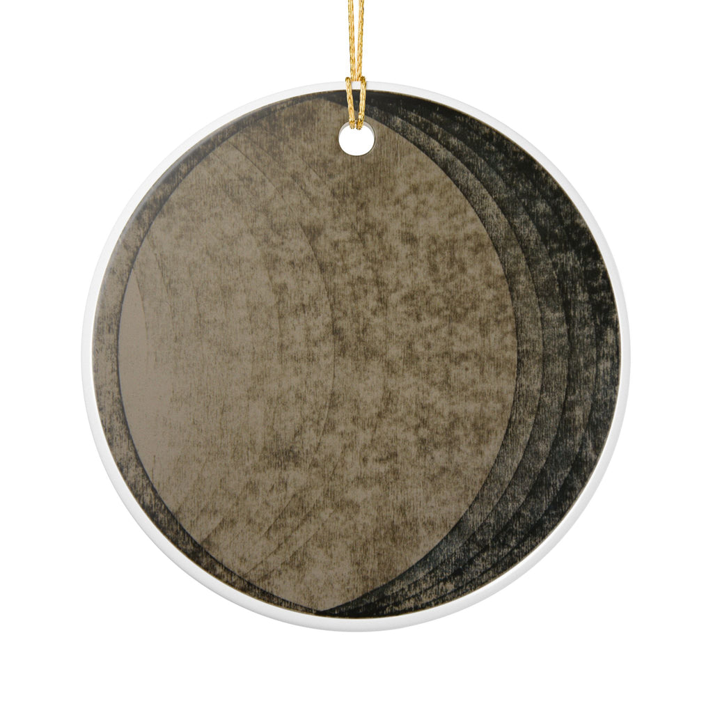 Abstract Earth-Tone Ceramic Ornament — Minimalist Moon Phase Wall & Tree Decoration