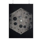 Vertical Poster — Abstract Hexagon Moon Art (Minimalist Monochrome Wall Print)