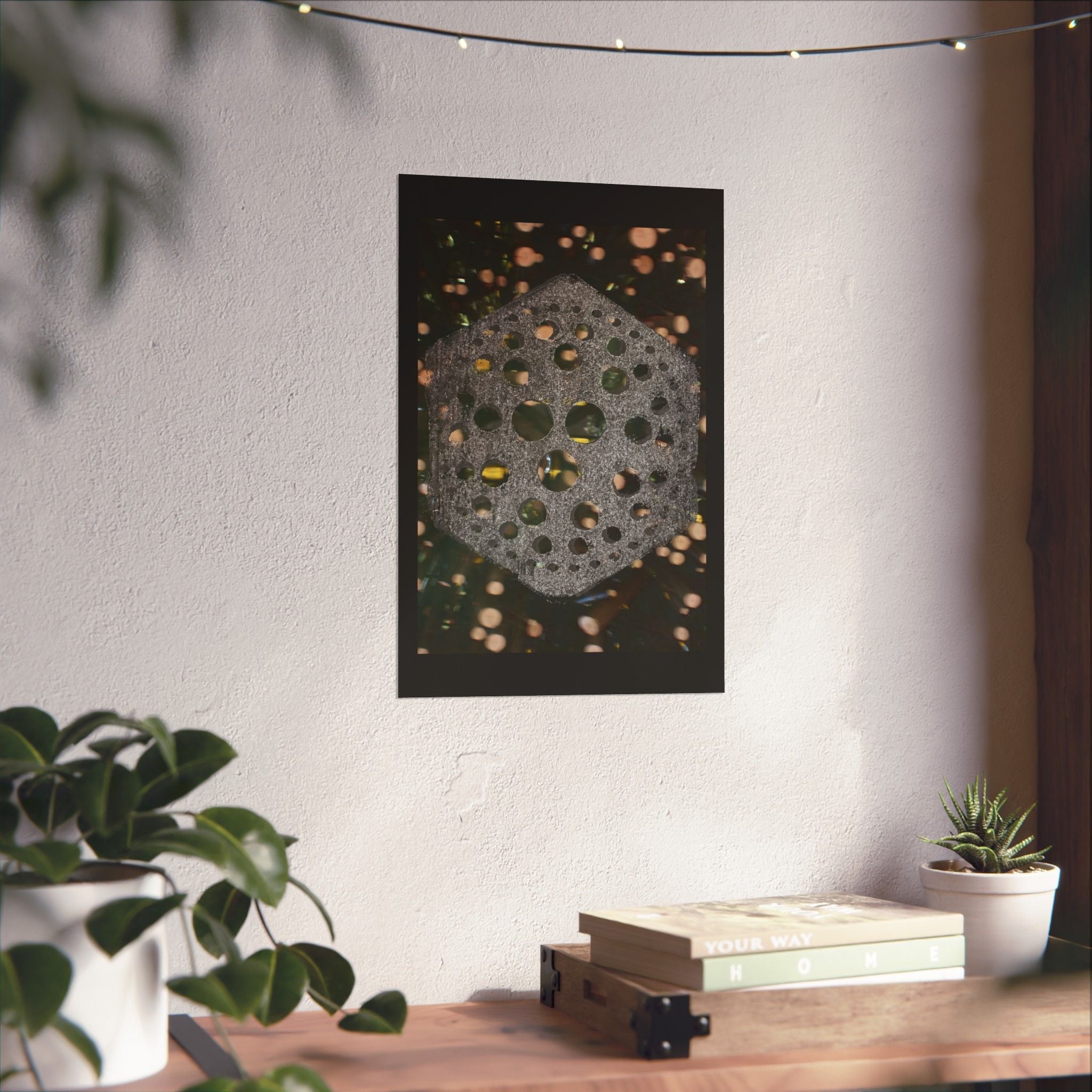 Hexagonal Orb Abstract Matte Vertical Poster | Geometric Space Art