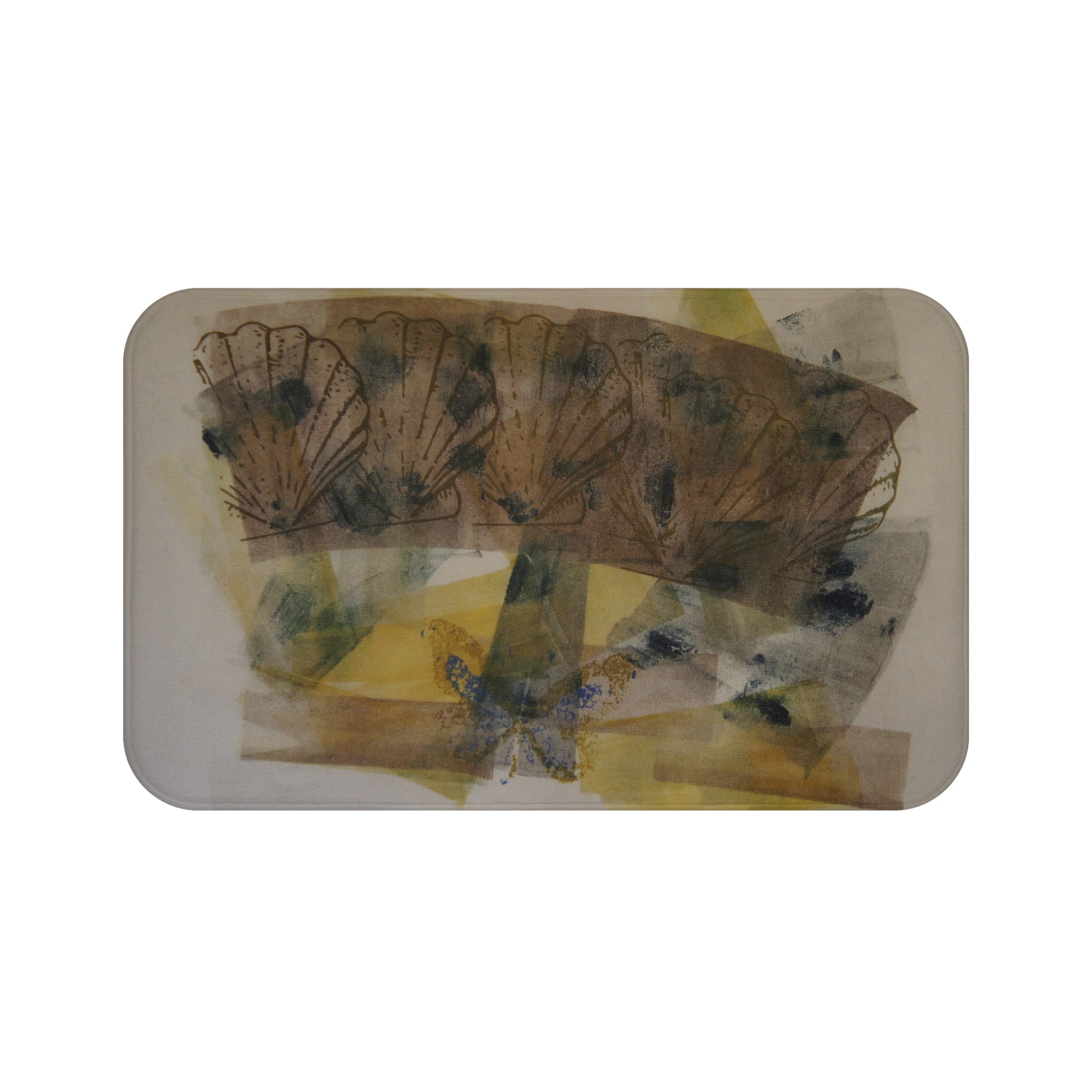 Abstracte botanische badmat — Zacht geel en aardetinten bloemenpatroon