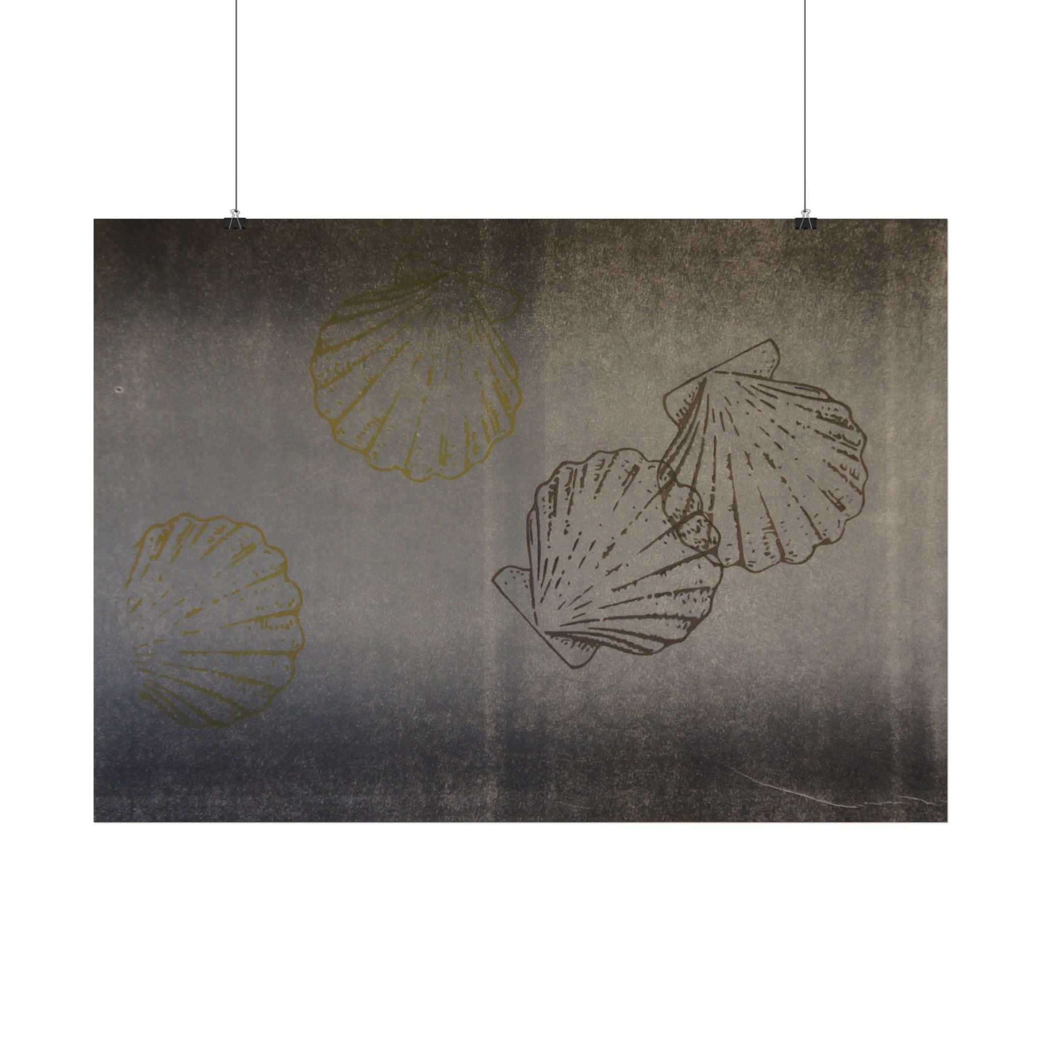 Vintage poster met schelpen — Muurdecoratie met kustthema 