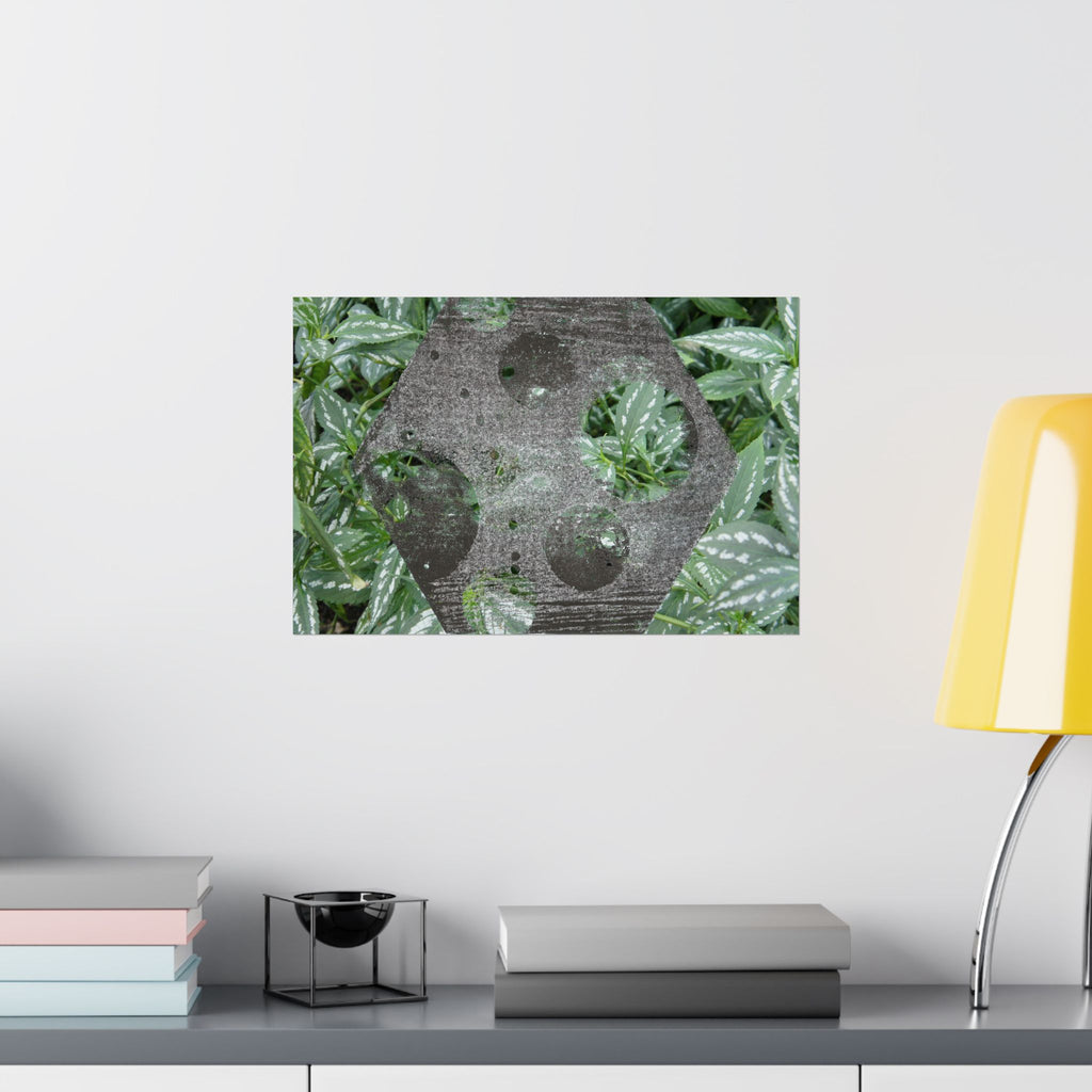 Botanical Hexagon Print Poster — Green Leaf Matte Horizontal Wall Art
