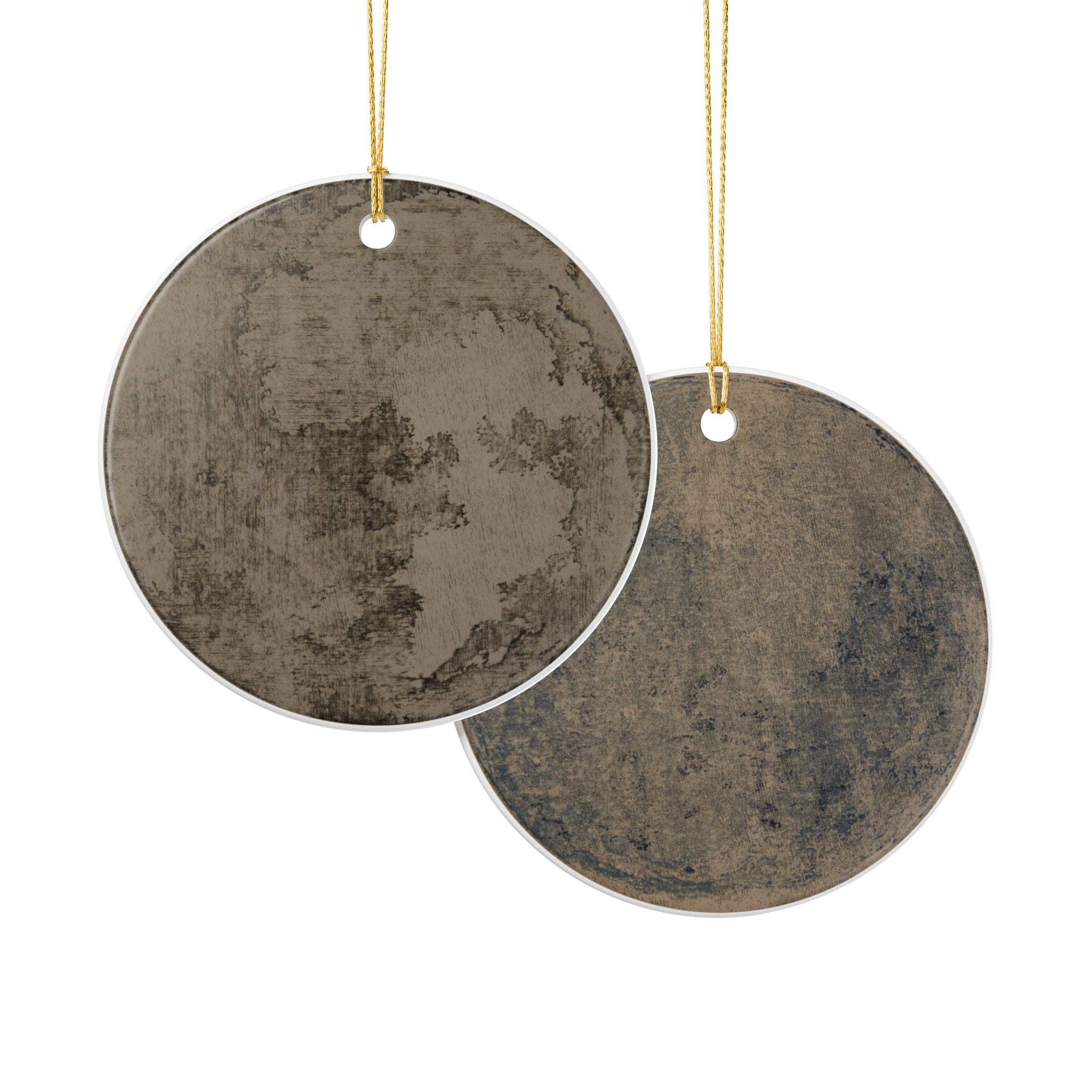 Vintage Texture Ceramic Ornament — Rustic Grunge Round Decoration