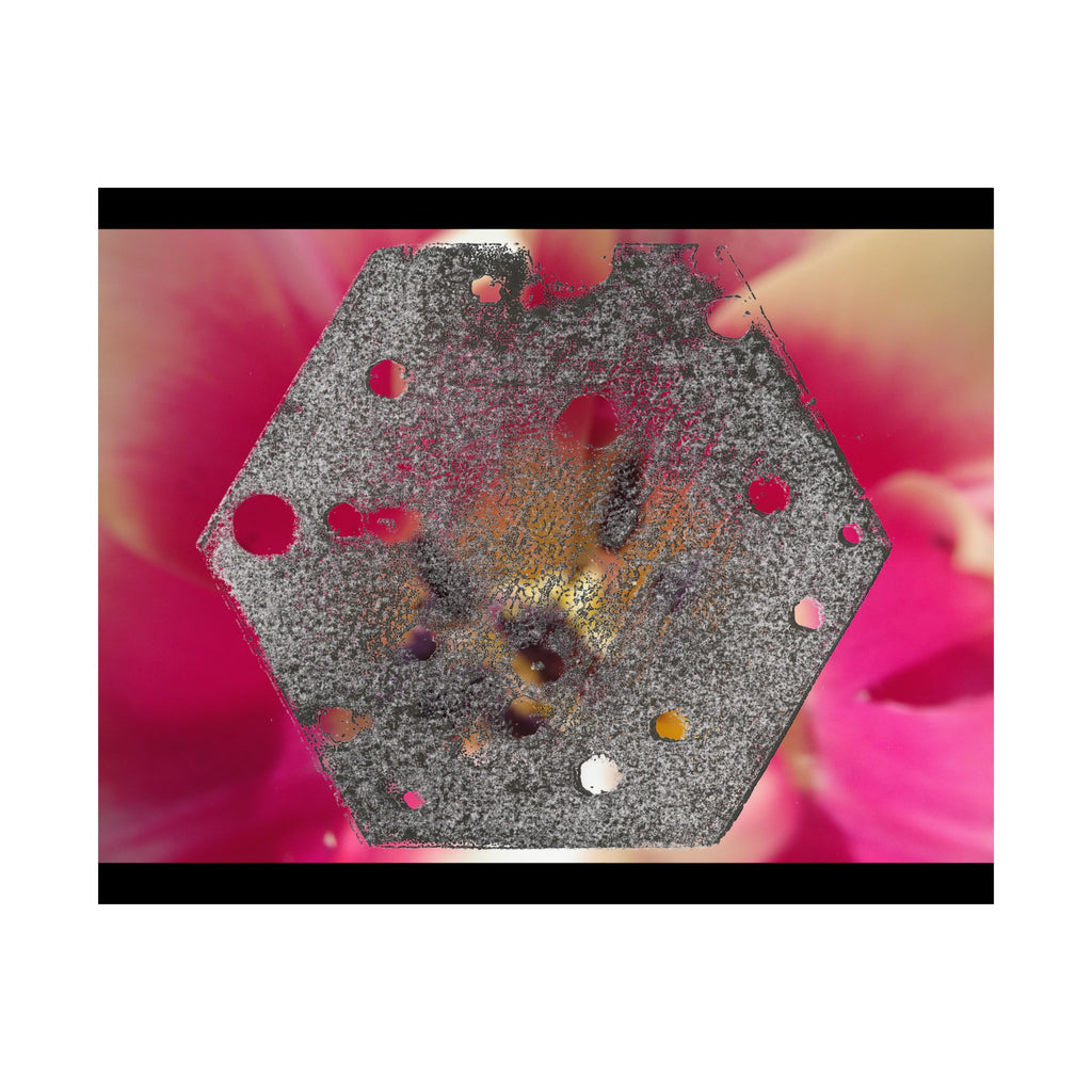 Hexagonale metalen textuurposter | Matte horizontale wanddecoratie, abstracte bloemenachtergrond 