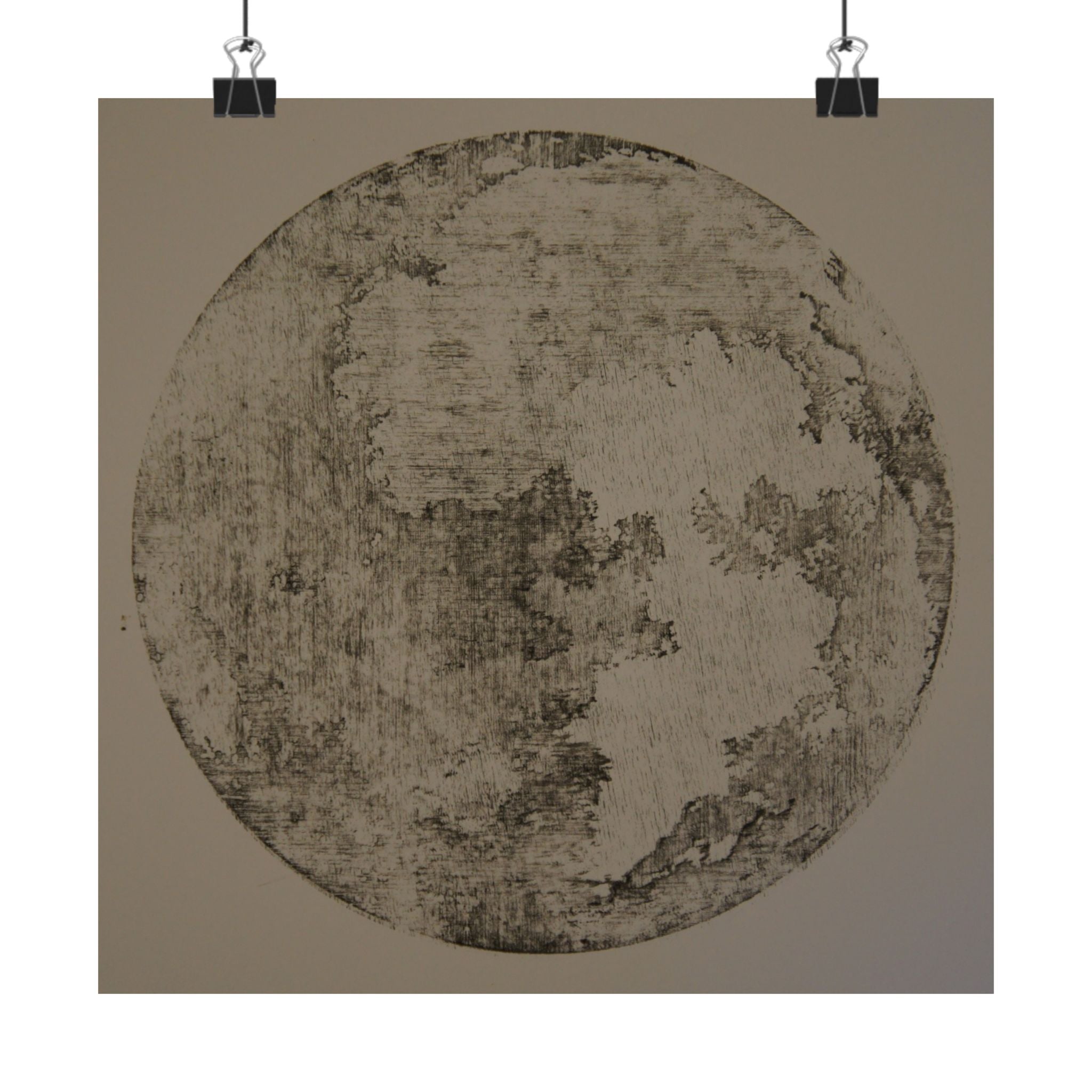 Vintage maanposter — Verweerde maanwanddecoratie (mat horizontaal) 