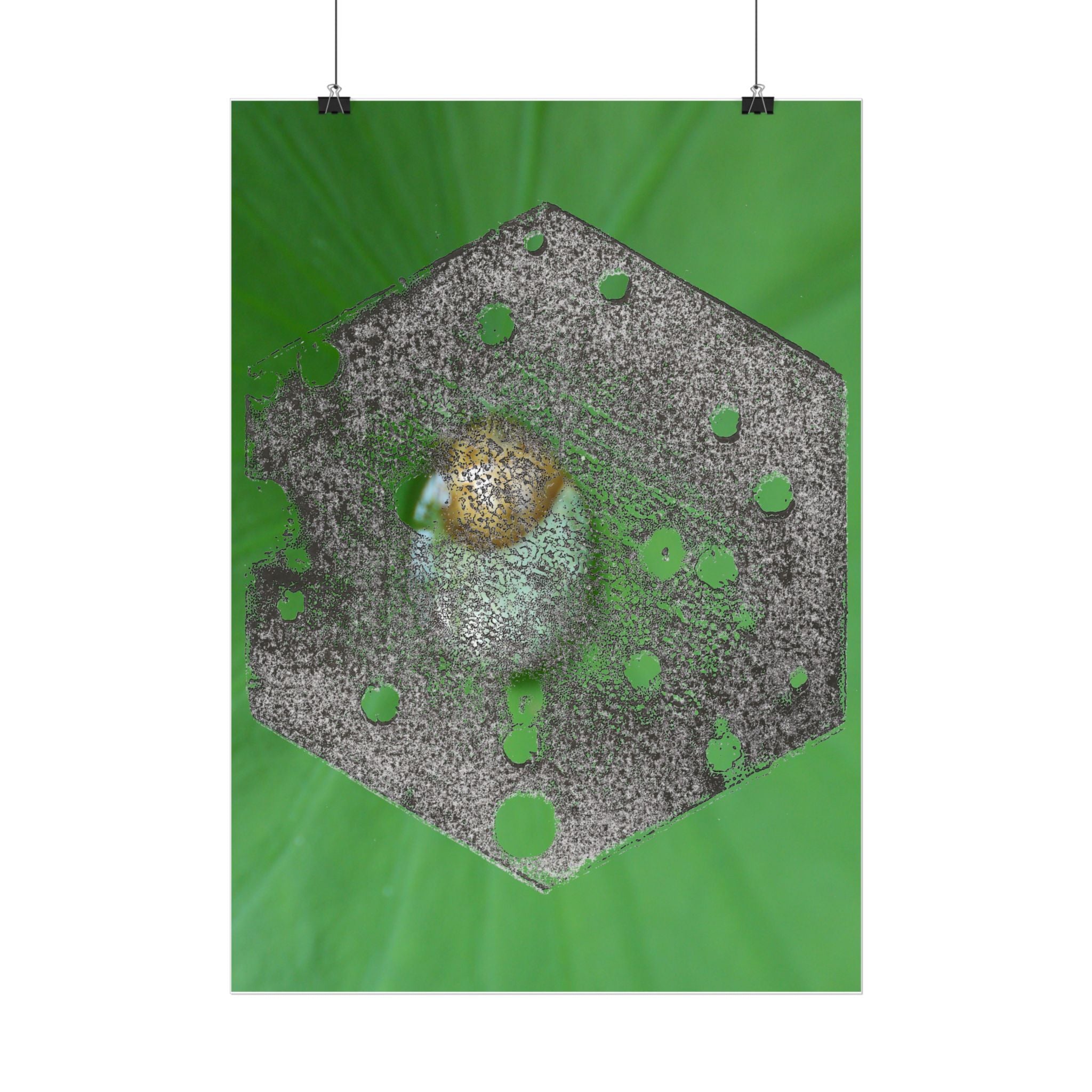 Hexagon Moss Orb Poster | Vertical Botanical Wall Art