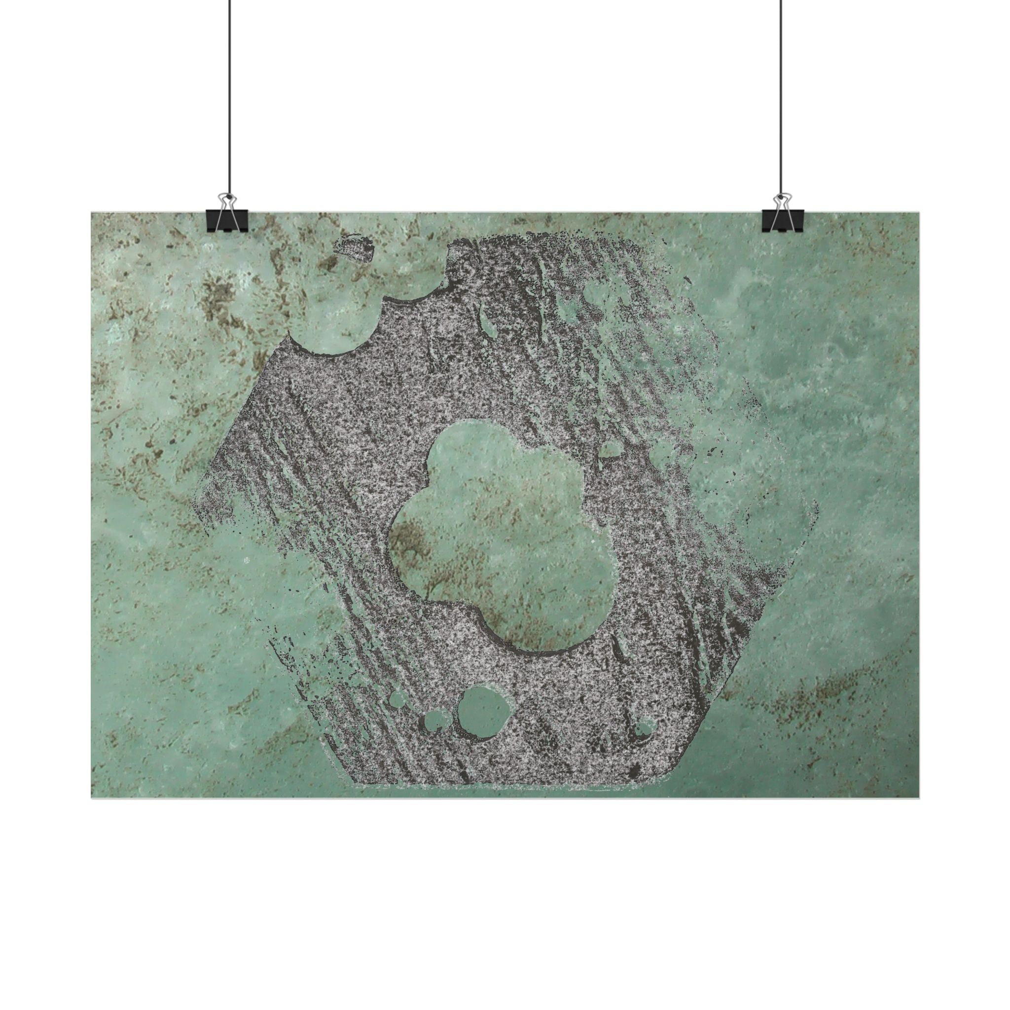 Abstracte poster met groene patina-textuur | Horizontale poster 