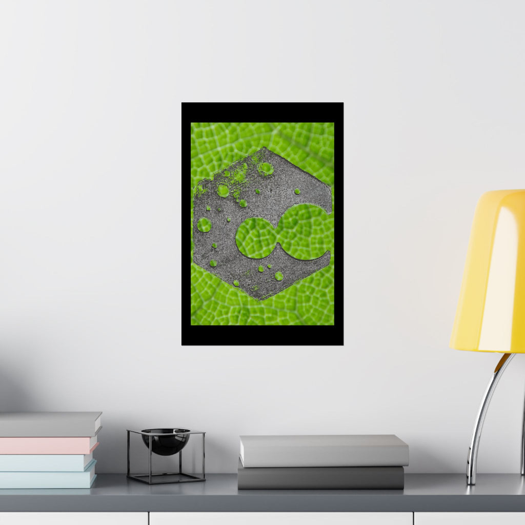 Hexagon Leaf Texture Matte Poster | Green Botanical Wall Art