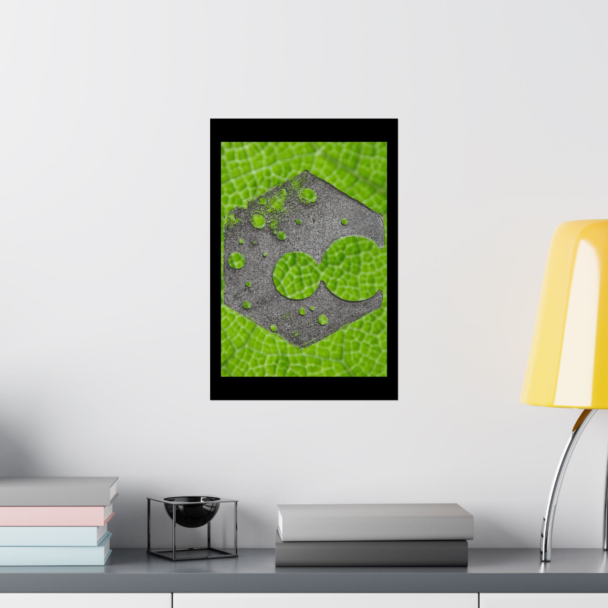 Hexagon Leaf Texture Matte Poster | Green Botanical Wall Art
