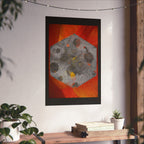 Abstract Hex Moon Poster — Orange Red Floral Background Matte Vertical Art Print
