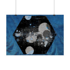 Abstract Blue Hexagon Poster — Horizontal Wall Art