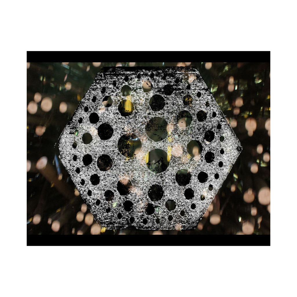 Hexagonal Crystal Bokeh Matte Poster — Abstract Celestial Wall Art