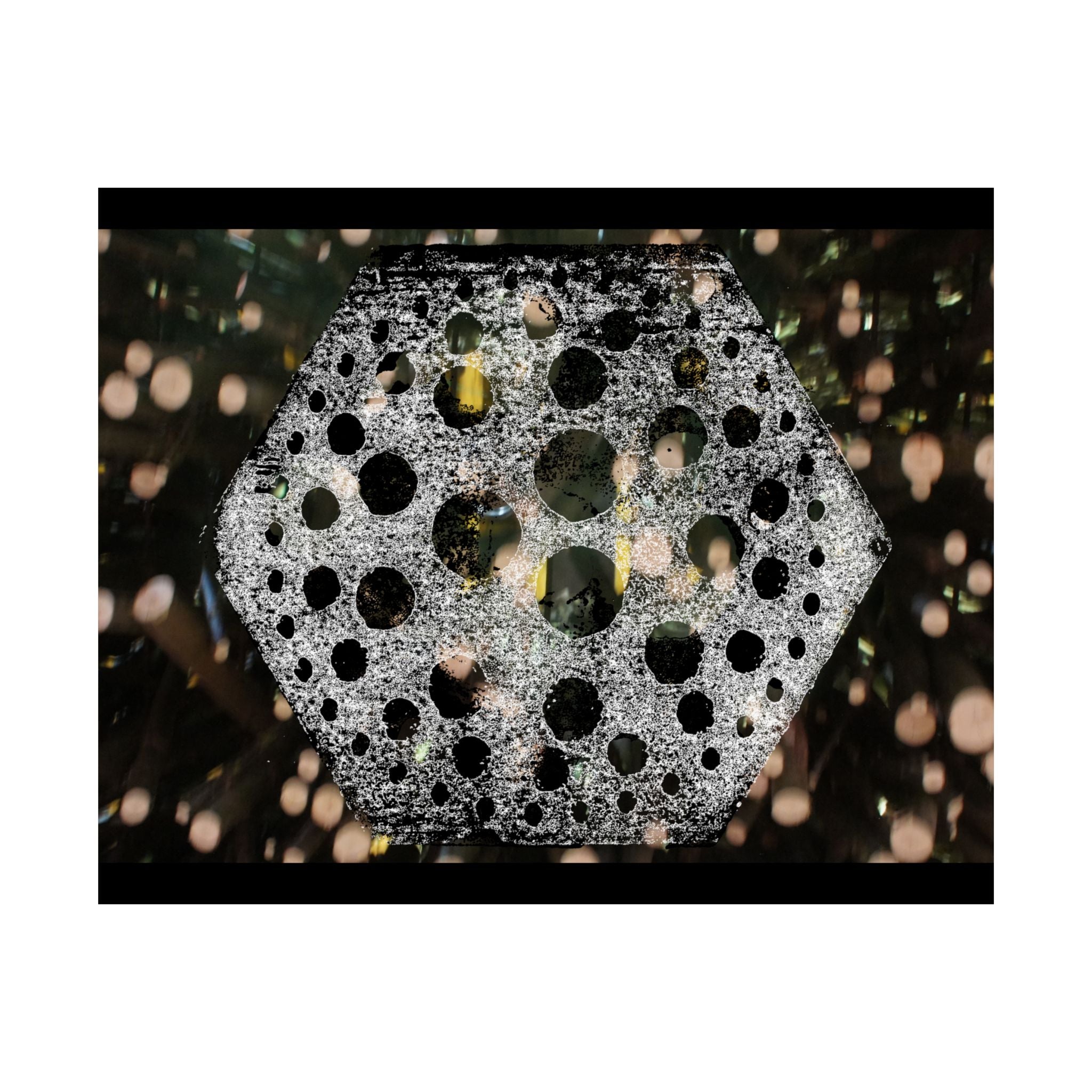 Hexagonal Crystal Bokeh Matte Poster — Abstract Celestial Wall Art