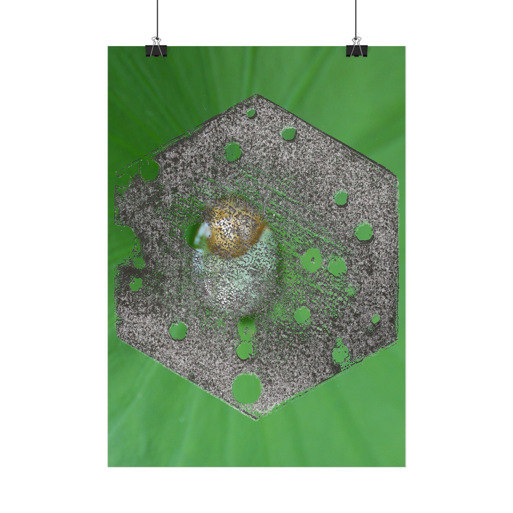 Hexagon Moss Orb Poster | Vertical Botanical Wall Art