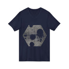 Hex Moon Graphic Tee Design Hex08— Distressed Space Cheese Vintage Astronomy V-Neck T-Shirt
