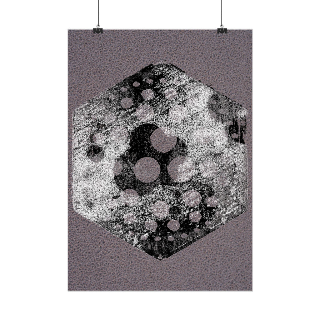 Abstracte zeshoekige kunstposter — Verticale print met grunge-textuur 