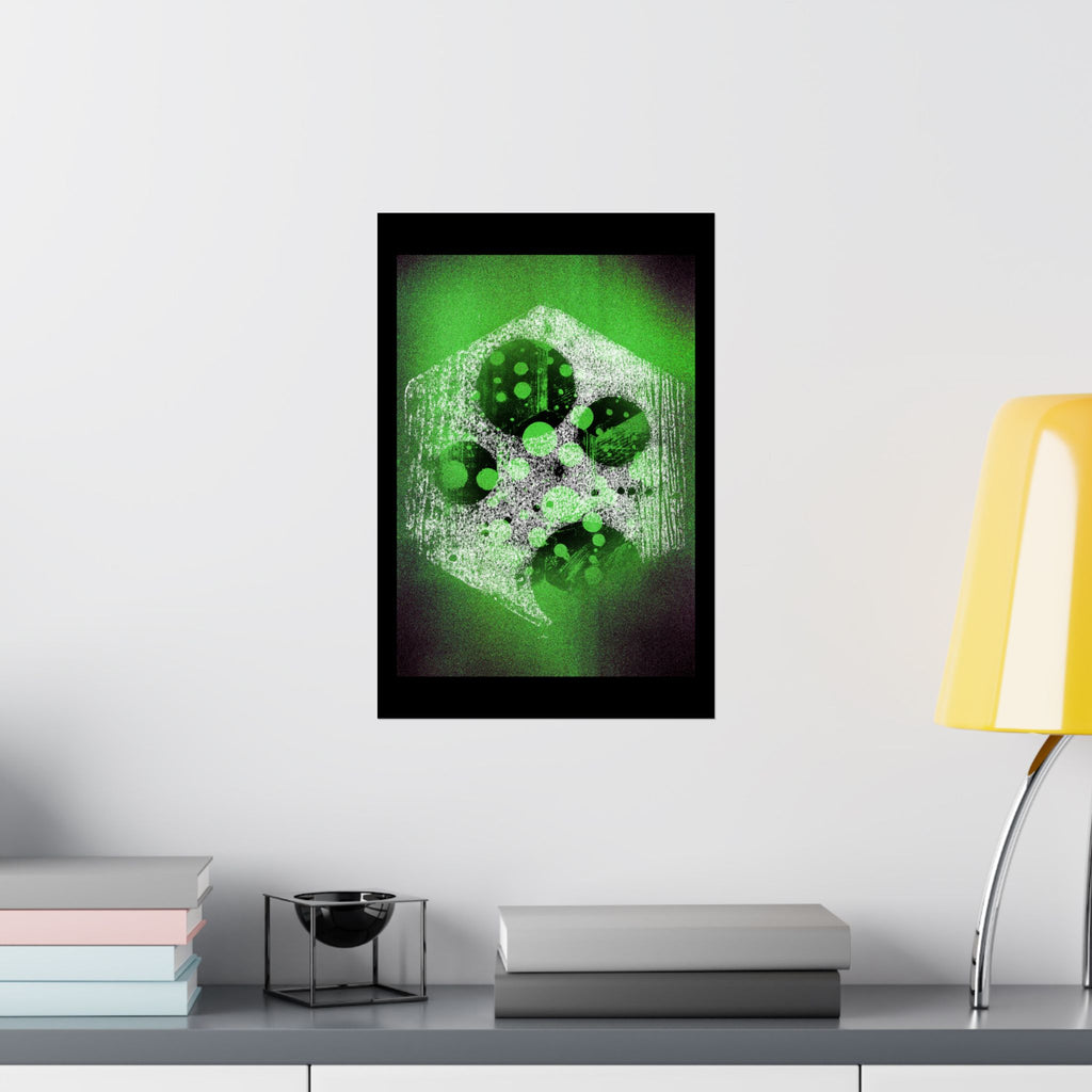 Abstract Green Hexagon Art Poster — Matte Vertical Wall Print