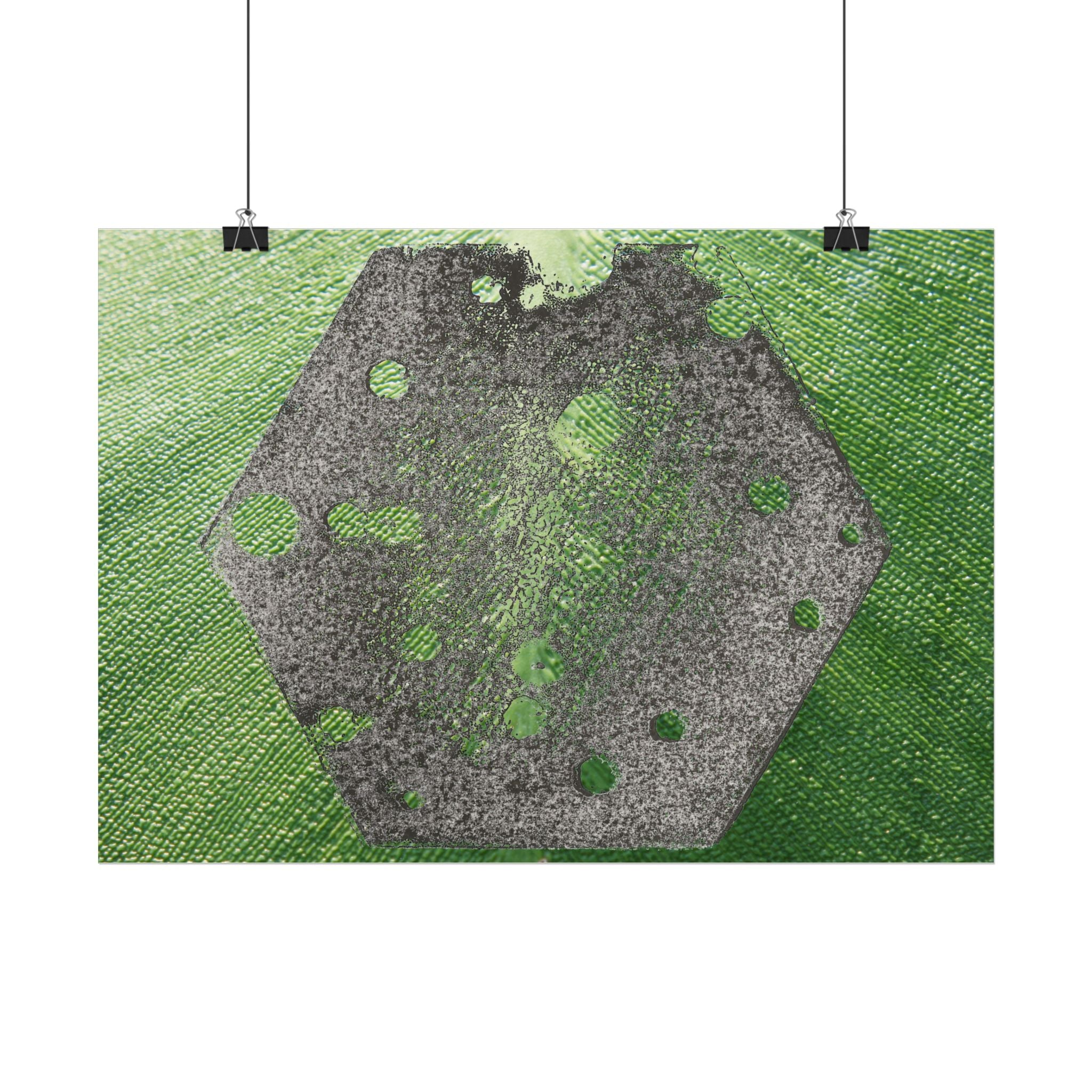 Abstracte horizontale poster met groene zeshoek | Geometrische abstracte kunst