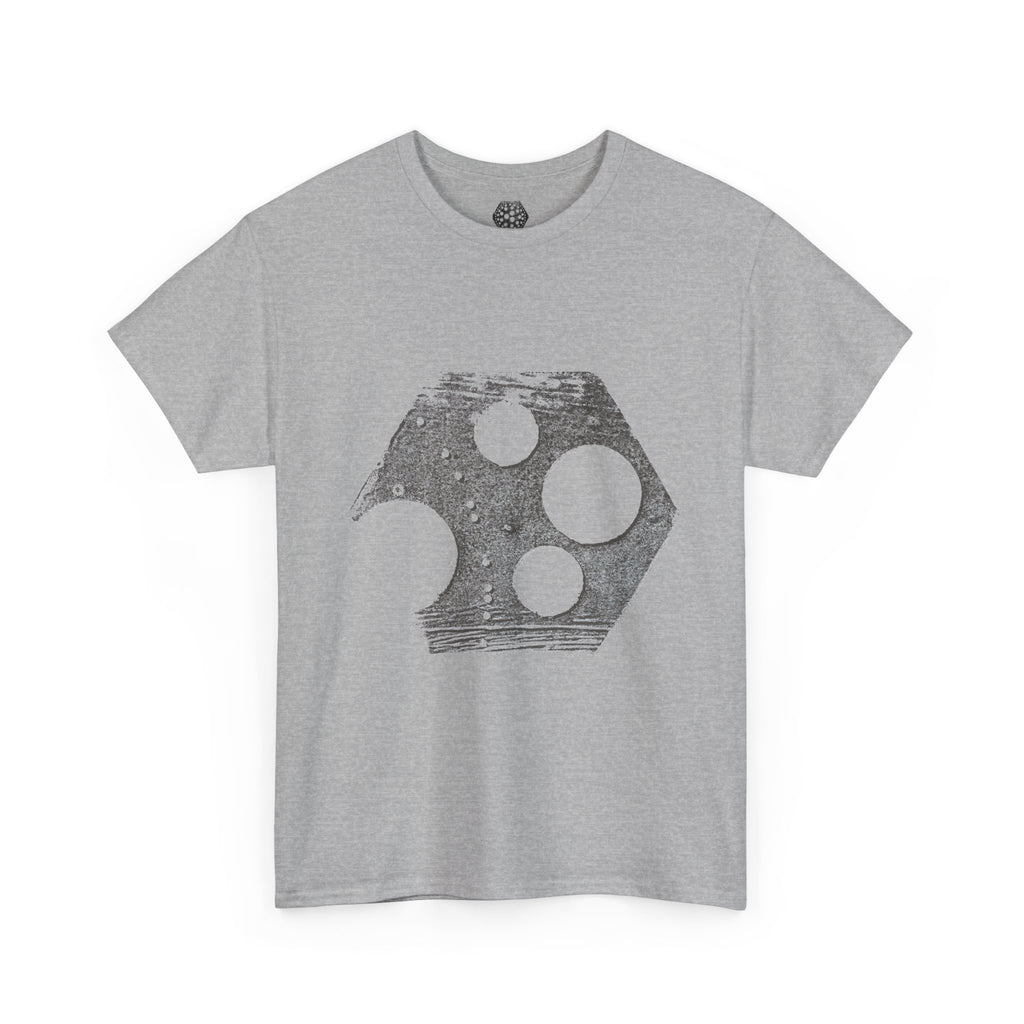 Hexagon Circles Graphic Tee — Digital Manual Print Art