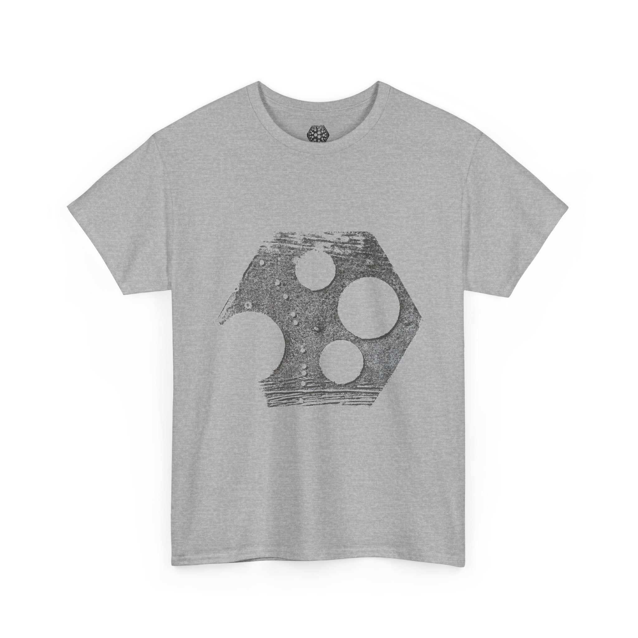 Hexagon Circles Graphic Tee — Digital Manual Print Art