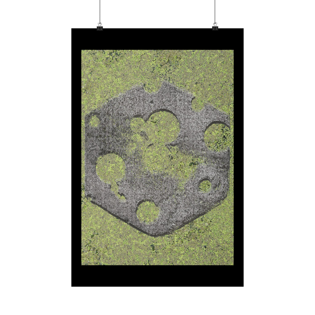 Mossy Stone Crest Poster — Matte Vertical Wall Art