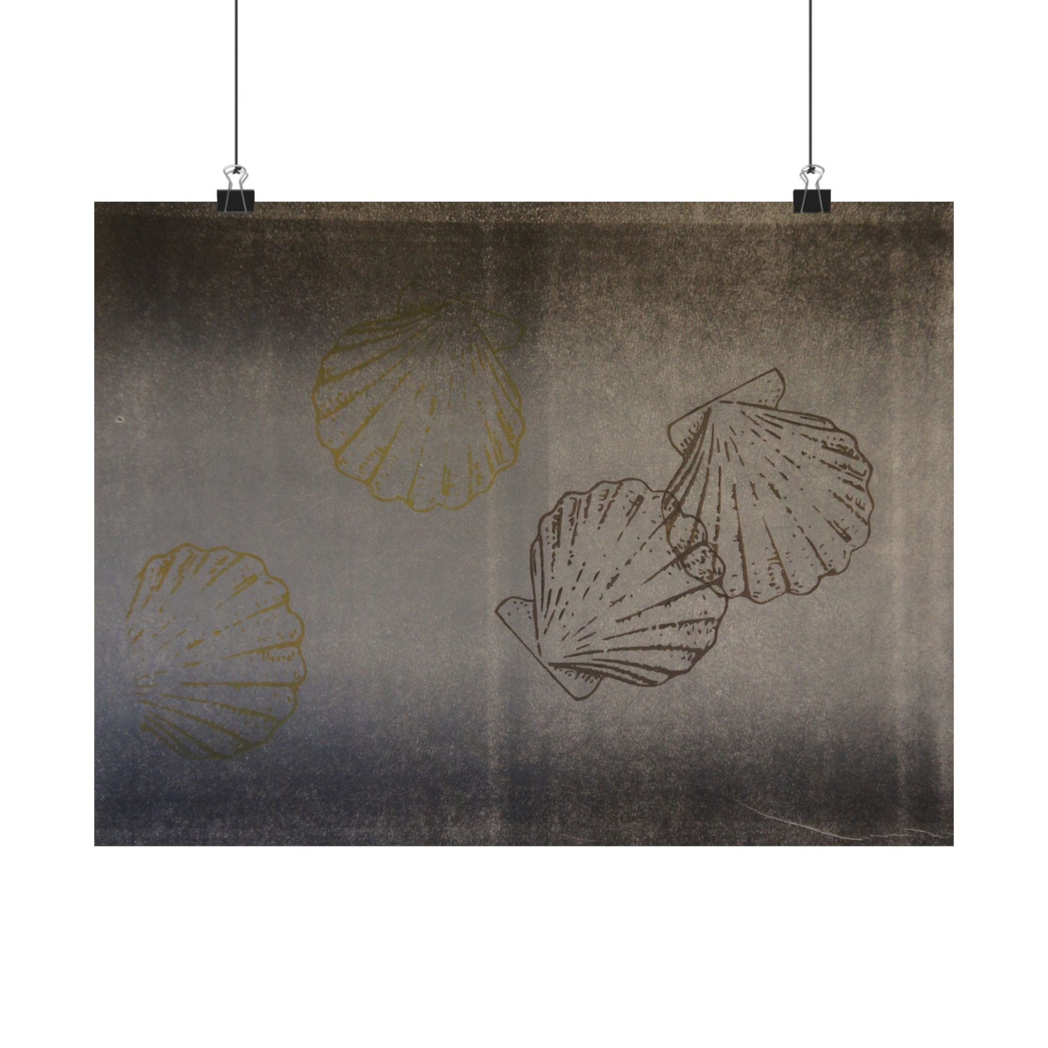 Poster met schelpenmotief op matte afwerking — Vintage kustdecoratie voor aan de muur 