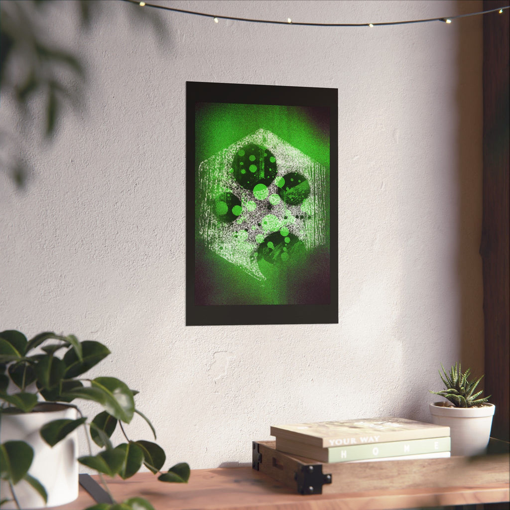 Abstract Green Hexagon Art Poster — Matte Vertical Wall Print