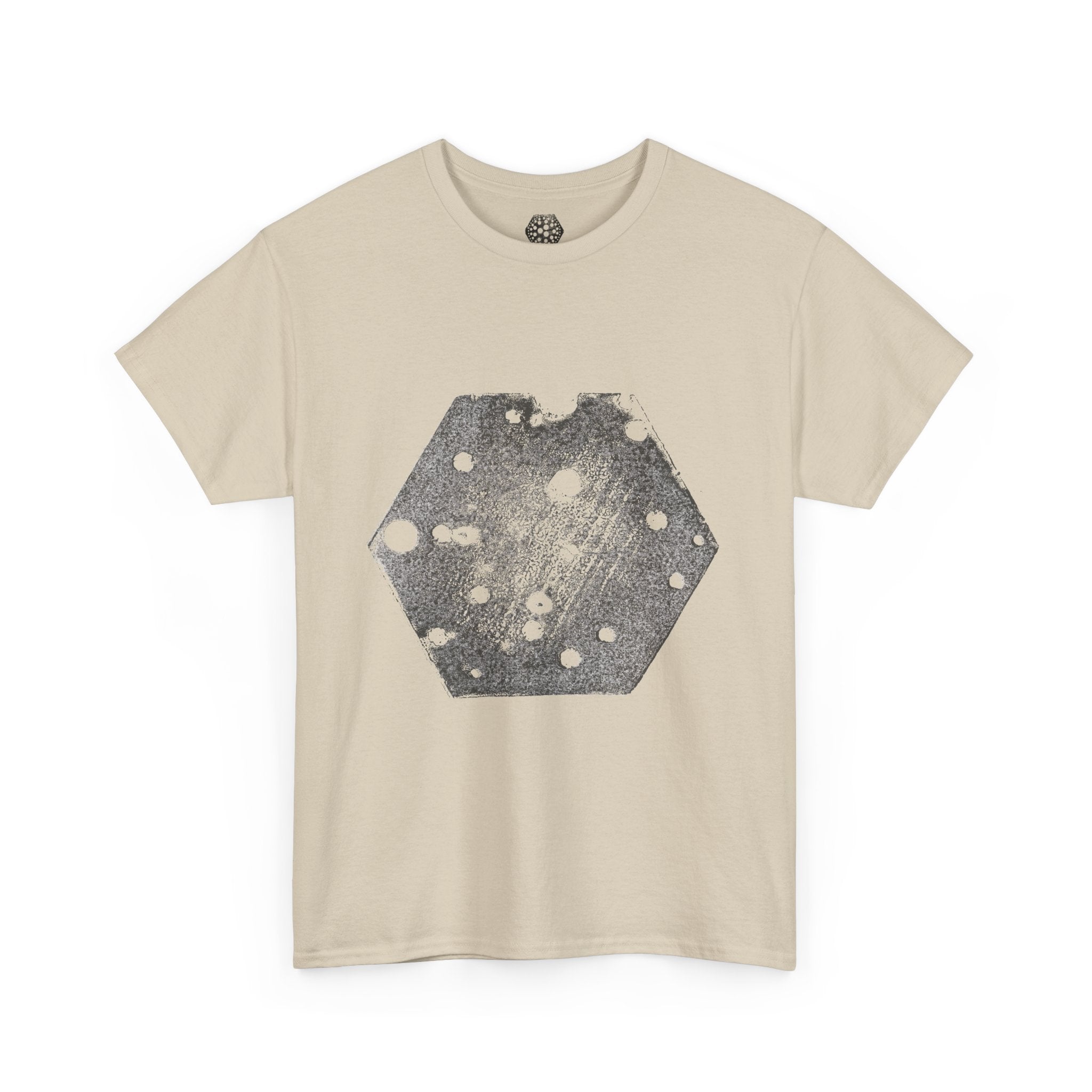 Hexagon Circles Graphic Tee — Digital Manual Print Art