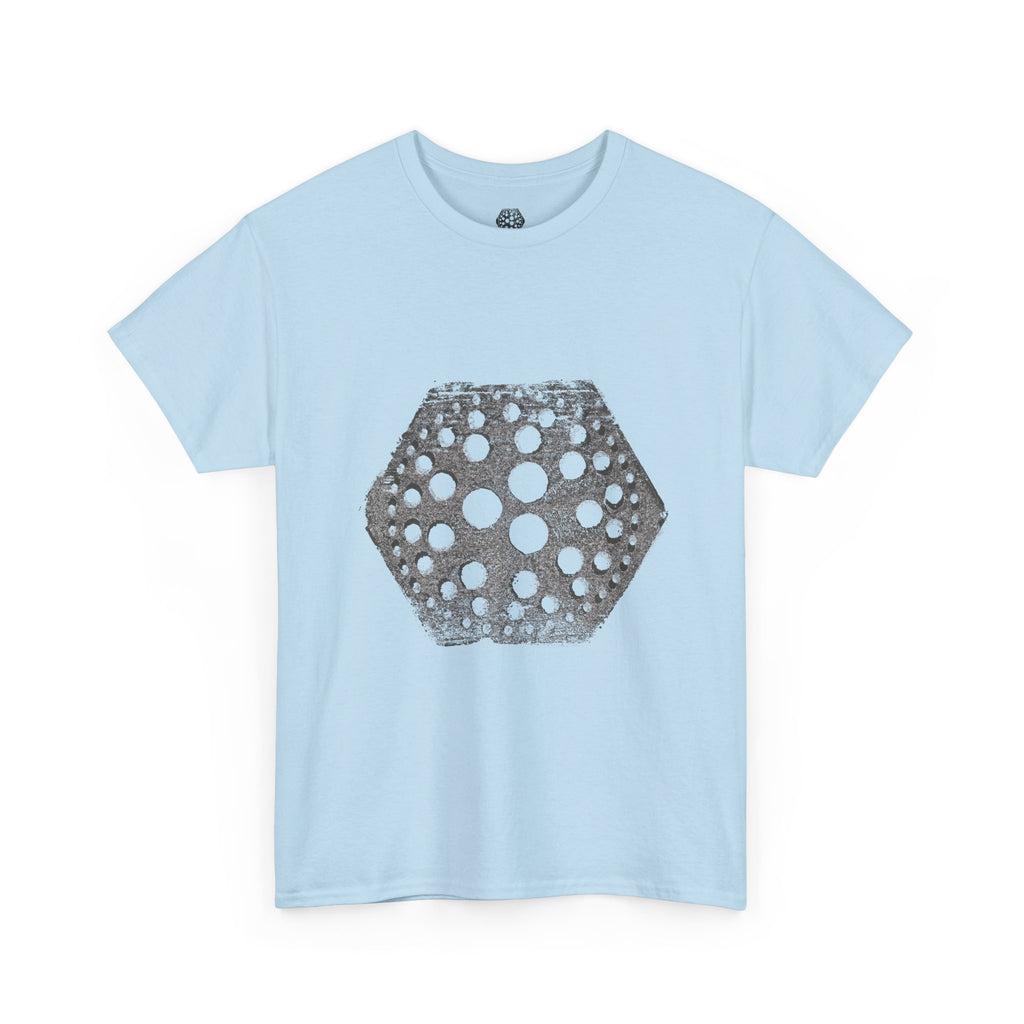 Hexagon Circles Graphic Tee — Digital Manual Print Art