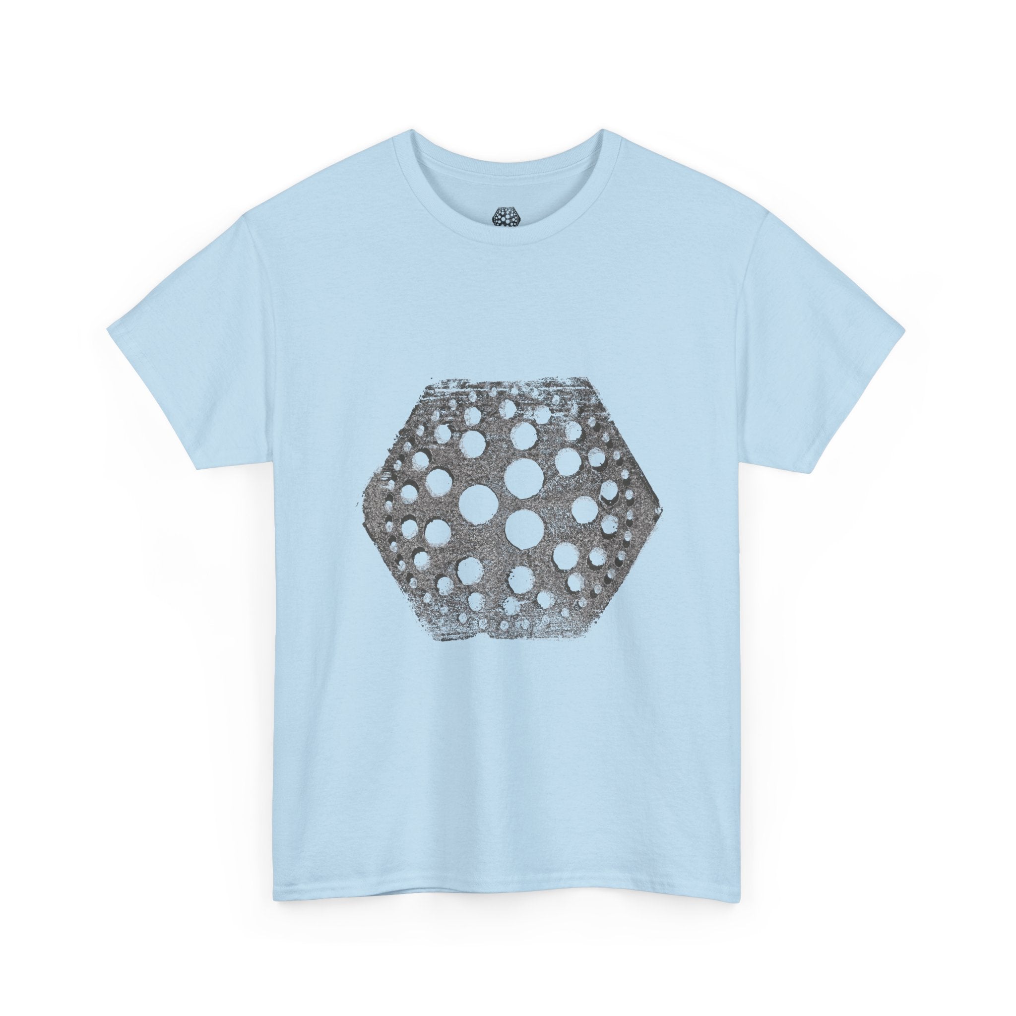 Hexagon Circles Graphic Tee — Digital Manual Print Art
