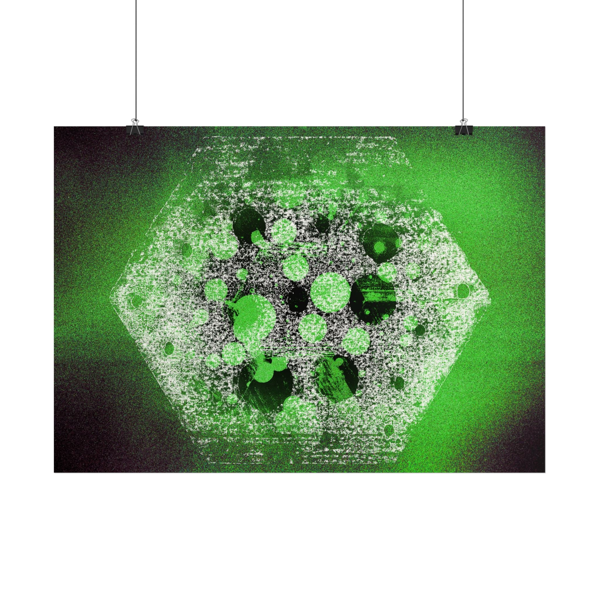 Abstract Green Hexagon Poster — Modern Sci‑Fi Wall Art