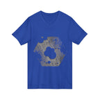 Hex Moon Graphic Tee Design Hex07 — Distressed Space Cheese Vintage Astronomy V-Neck T-Shirt
