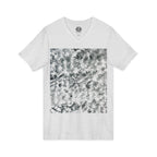 Abstract Black & White Tie-Dye V-Neck Tee — Minimalist Art Square Design