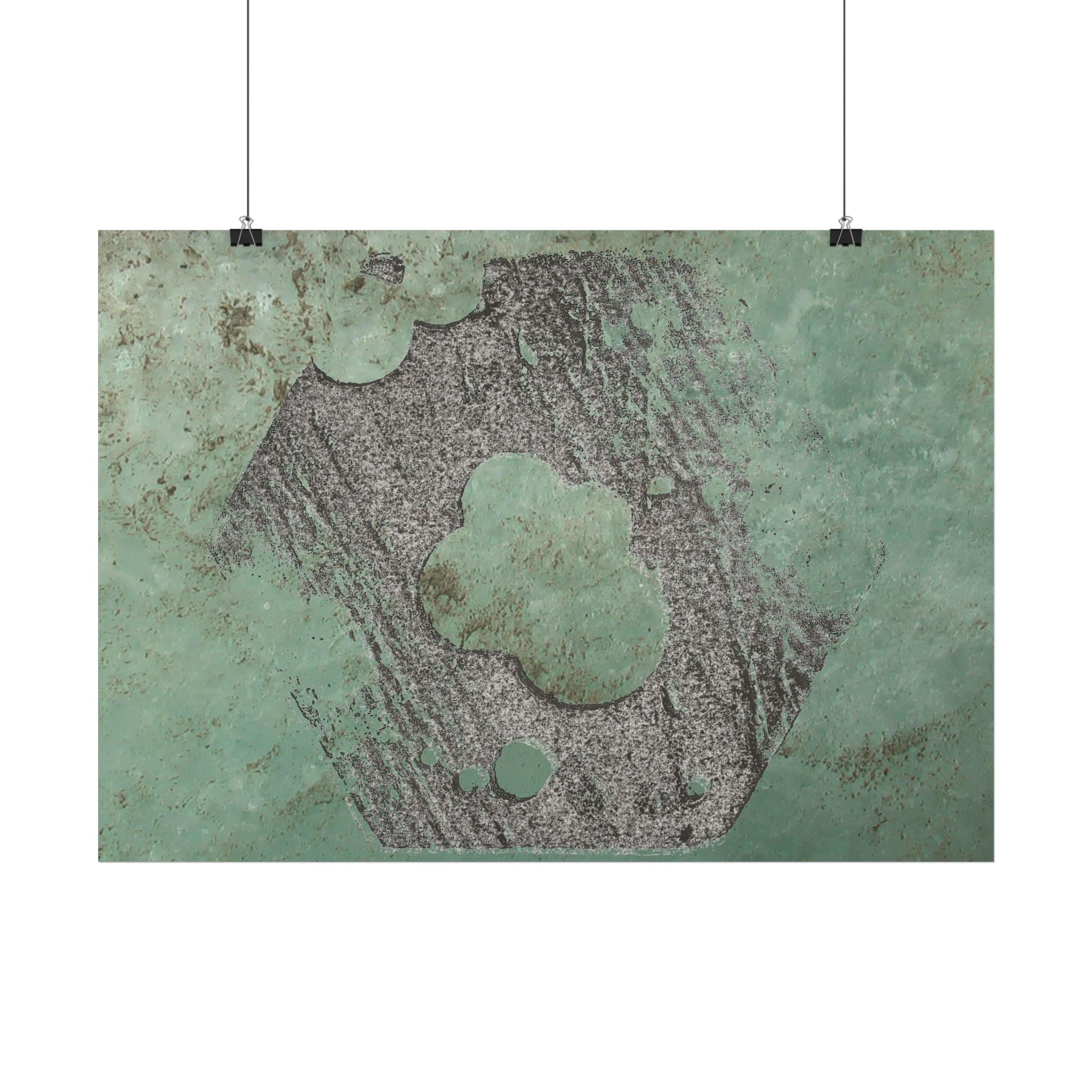 Abstracte poster met groene patina-textuur | Horizontale poster 