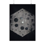 Vertical Poster — Abstract Hexagon Moon Art (Minimalist Monochrome Wall Print)