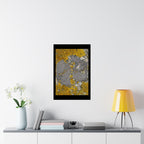 Lichen Texture Matte Poster — Yellow & Gray Nature Wall Art