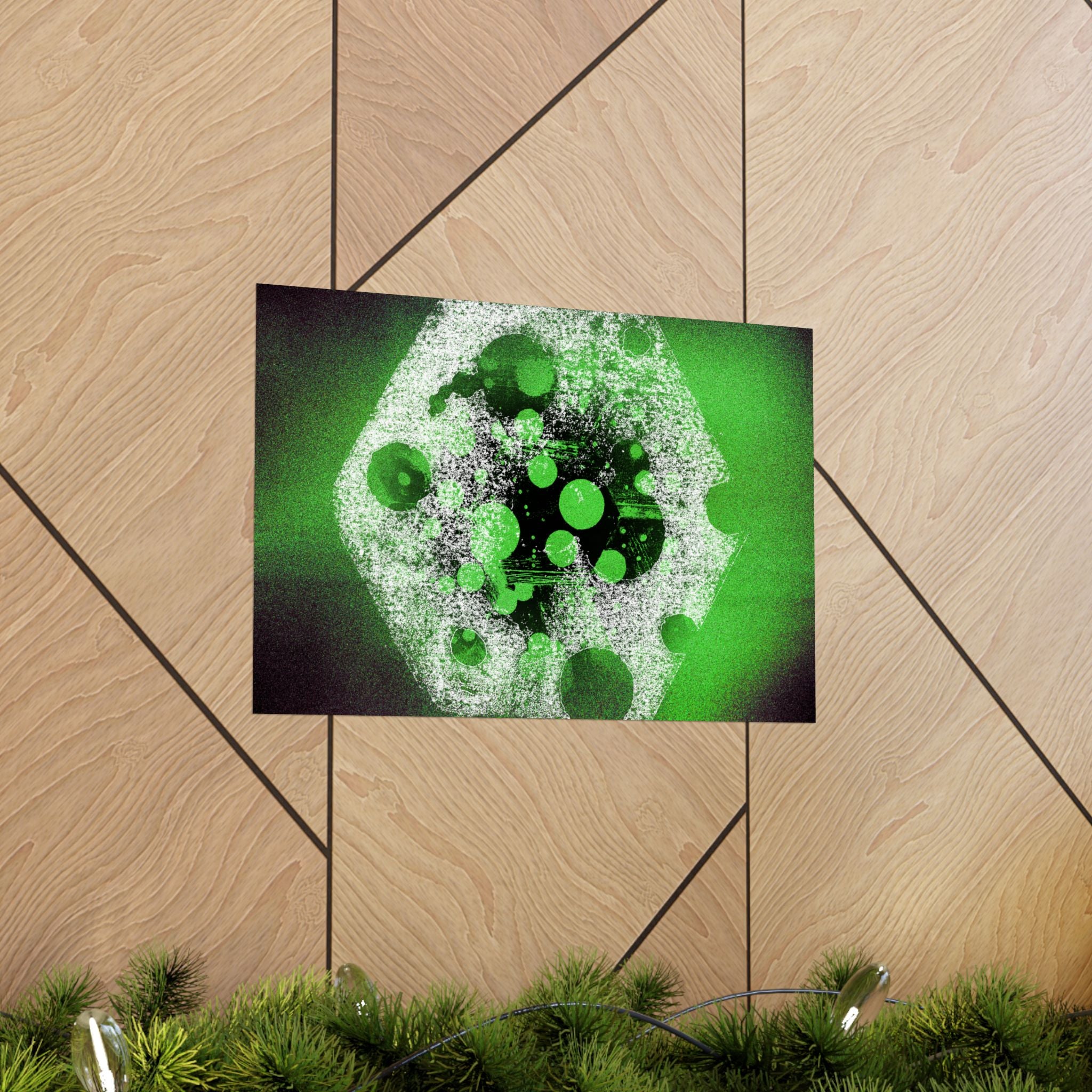 Abstract Green Bubble Matte Poster — Horizontal Modern Art Print