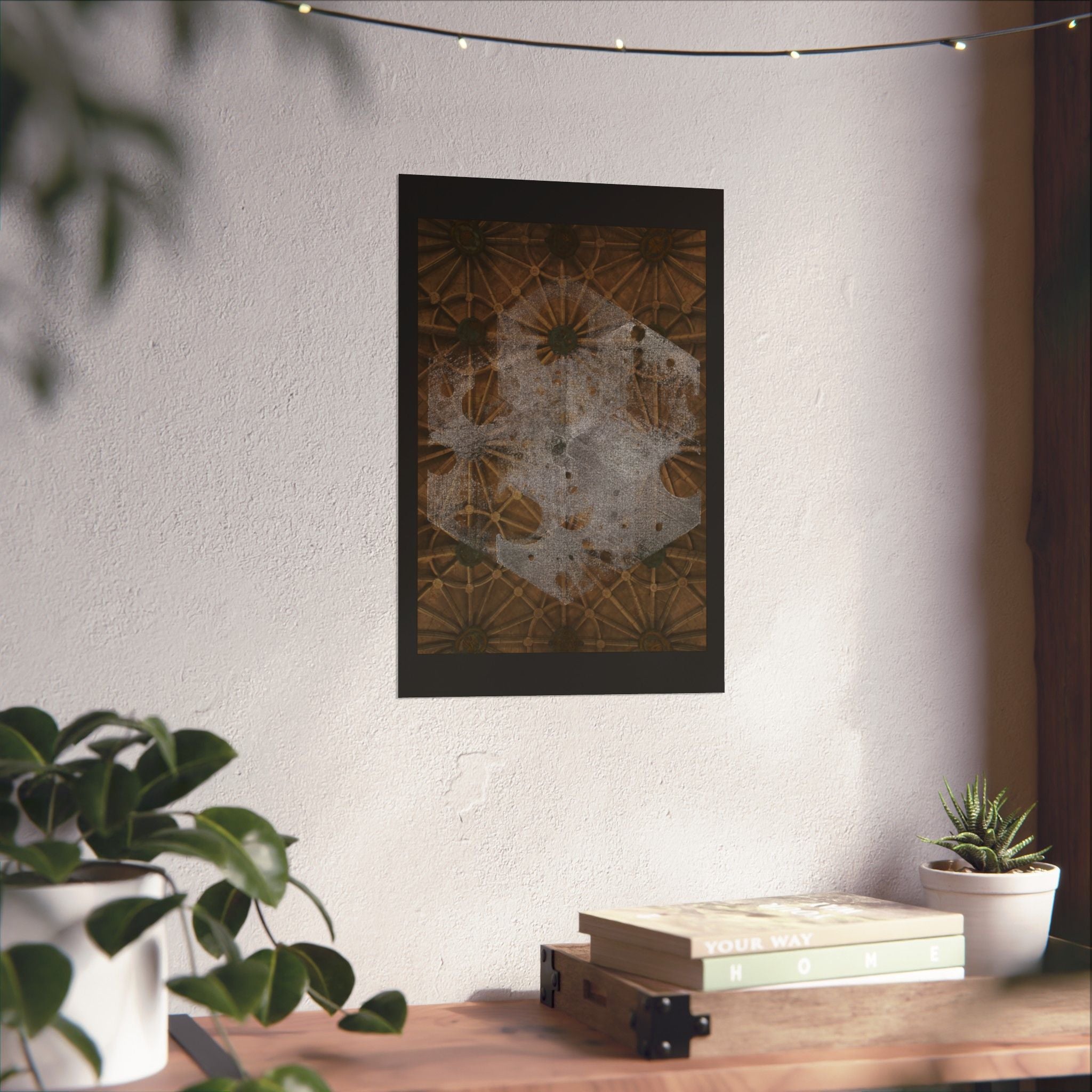 Vintage Floral Ceiling Matte Poster — Distressed Gothic Botanical Wall Art