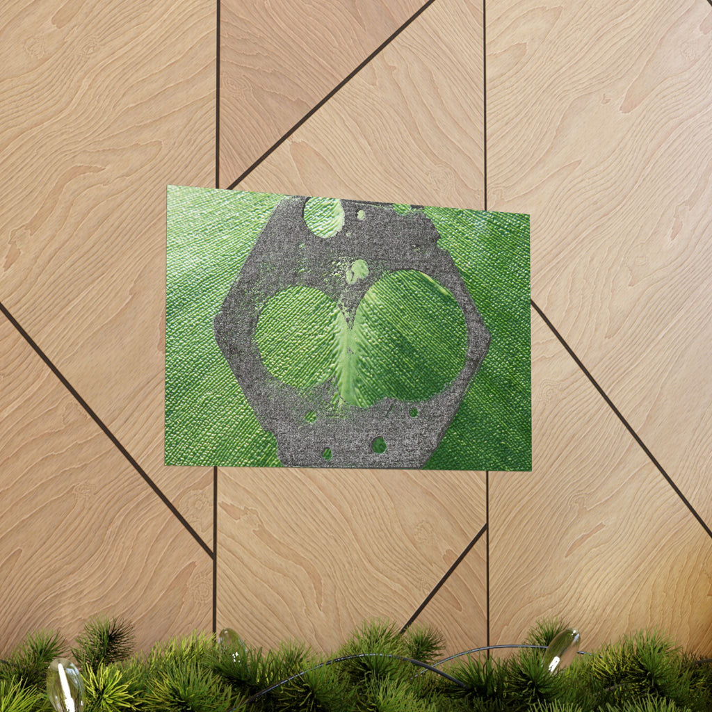 Groene abstracte cirkelkunst, matte horizontale poster | Moderne geometrische wanddecoratie 