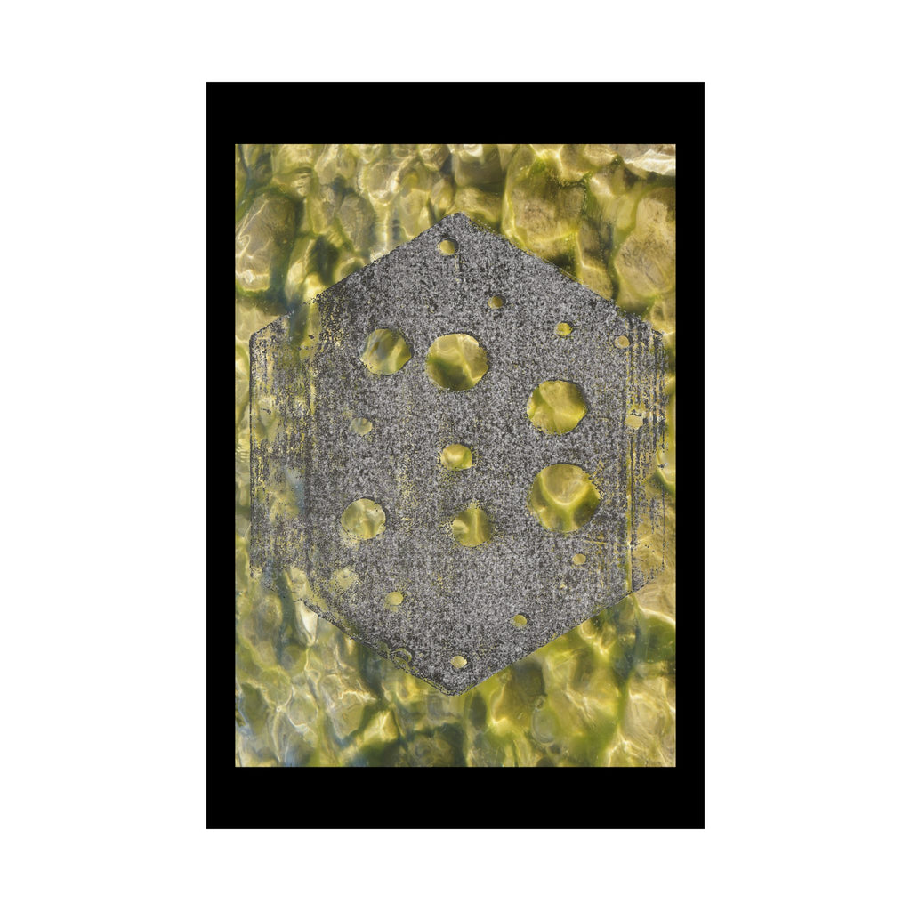 Abstract Hex Tile Poster — Gold Water Texture Matte Vertical Print