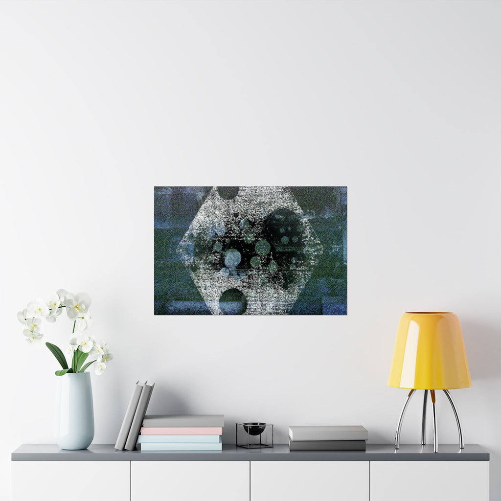 Abstract Geometric Matte Poster — Hexagon & Circles Art Print (Horizontal)