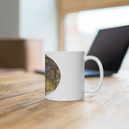Abstract Gold Brushstroke Ceramic Mug — Modern Artistic Cup