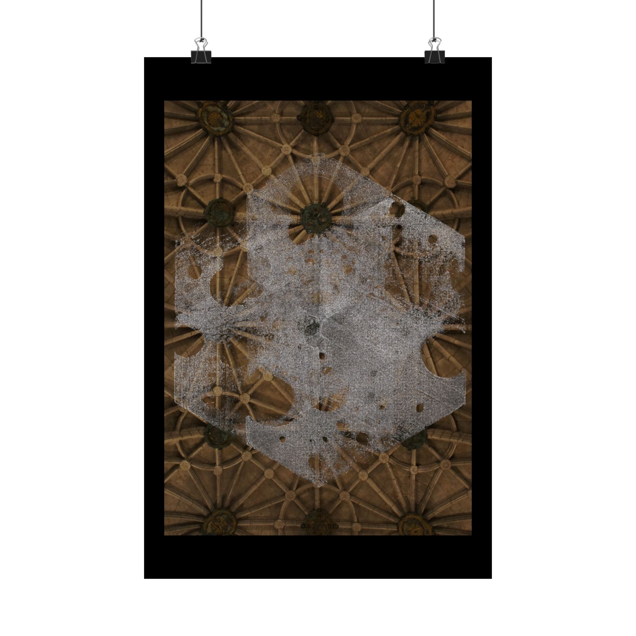 Vintage Floral Ceiling Matte Poster — Distressed Gothic Botanical Wall Art