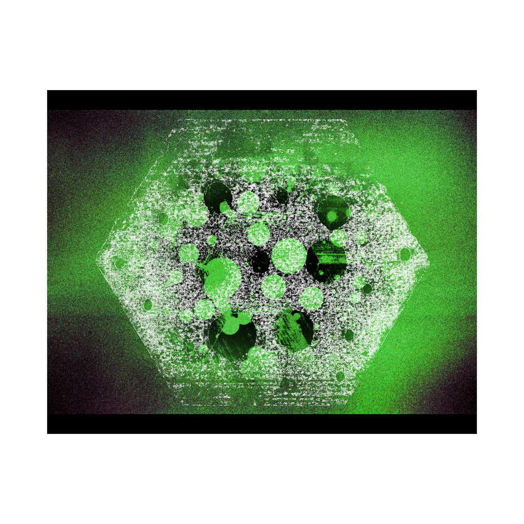 Abstract Green Hexagon Matte Poster — Modern Sci‑Fi Wall Art