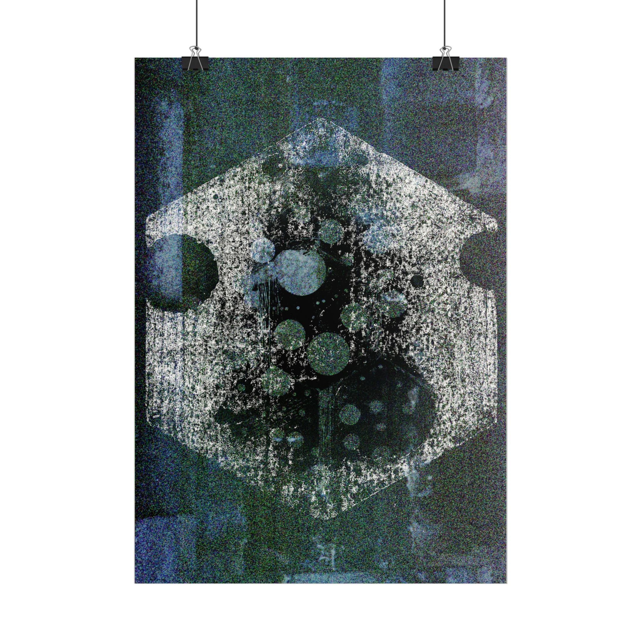 Abstracte zeshoekige maankunstposter — Verticale wandprint 