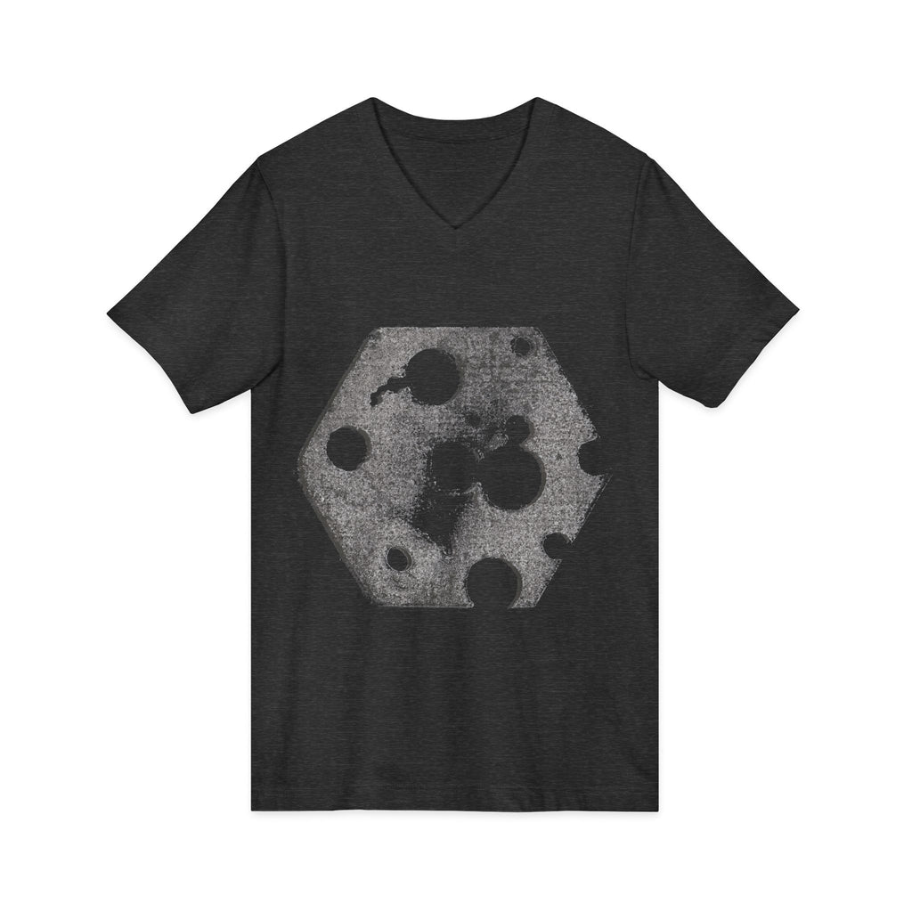 Hex Moon Graphic Tee Design Hex12 — Distressed Space Cheese Vintage Astronomy V-Neck T-Shirt